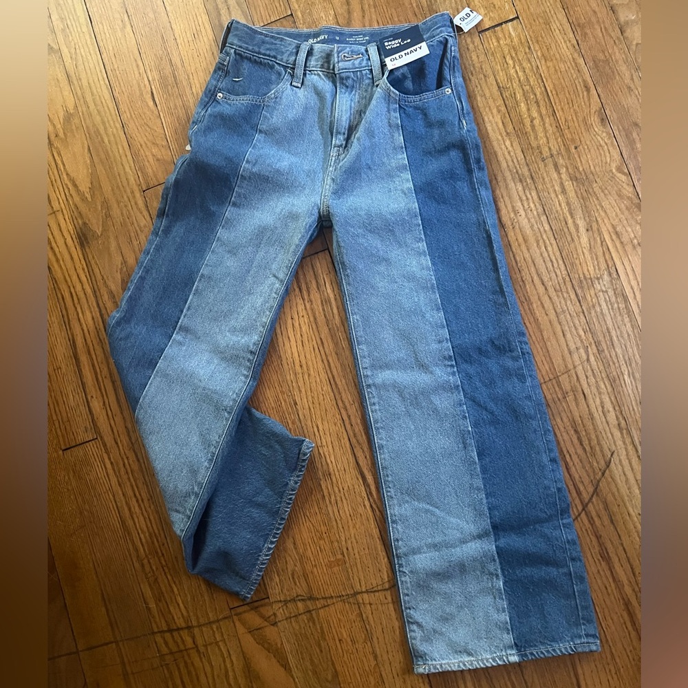 Girls brand new with tags high waisted, two toned baggy, wide leg jeans